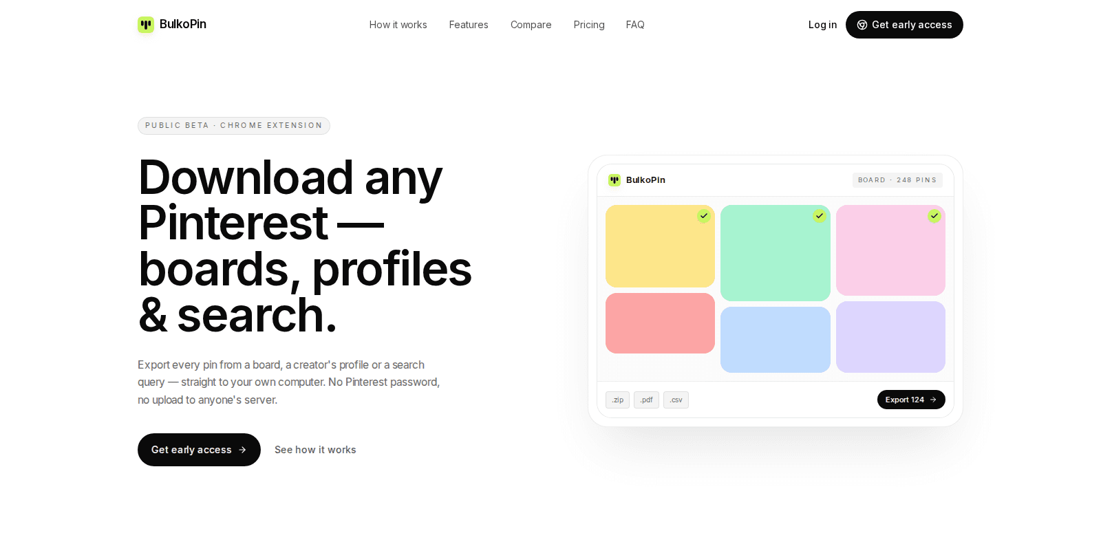 BulkoPin — Pinterest download extension homepage